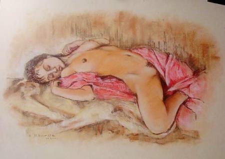 nue au drap rose
